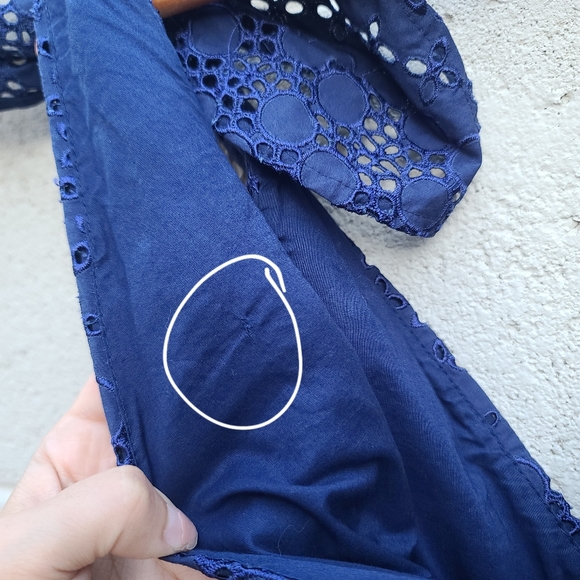 Self-Portrait | Deep V-Neck Broderie-Anglaise Dress in Navy Size 8 - Picture 14 of 15